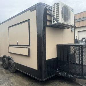 8.5×16 Quality Concession Trailer Desert Tan Blackout Package