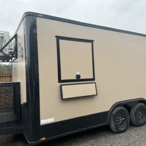 8.5×16 Quality Concession Trailer Desert Tan Blackout Package - Image 2